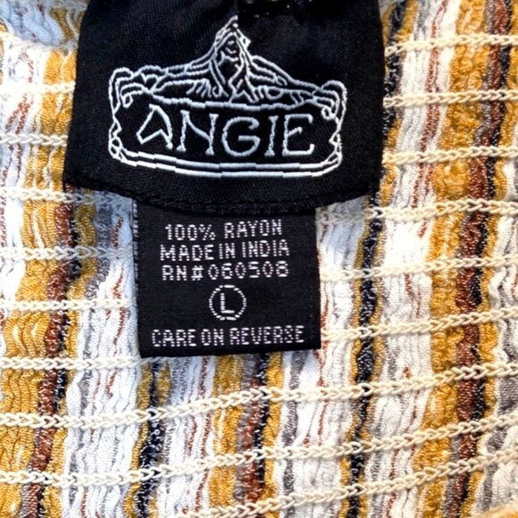 Angie Womens Smocked and Striped Ruffled Strapless Jumpsuit L - Picture 5 of 5